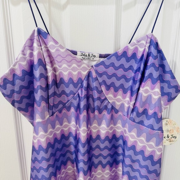 NWT Jolie & Joy Purple Zigzag Slip Dress Size 2X - Picture 2 of 5